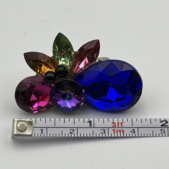 Esq Capade by Joni Clip On Earrings Colorful Glass Stones Floral Design Signed - Picture 4 of 5